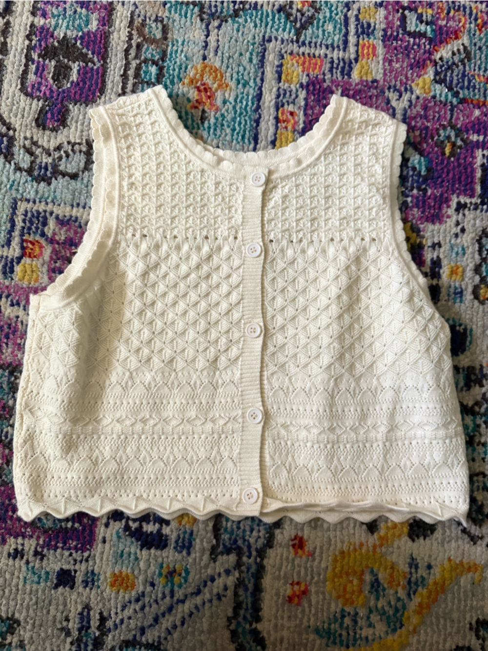 Classic Cream Knit Button-Front Women’s Top